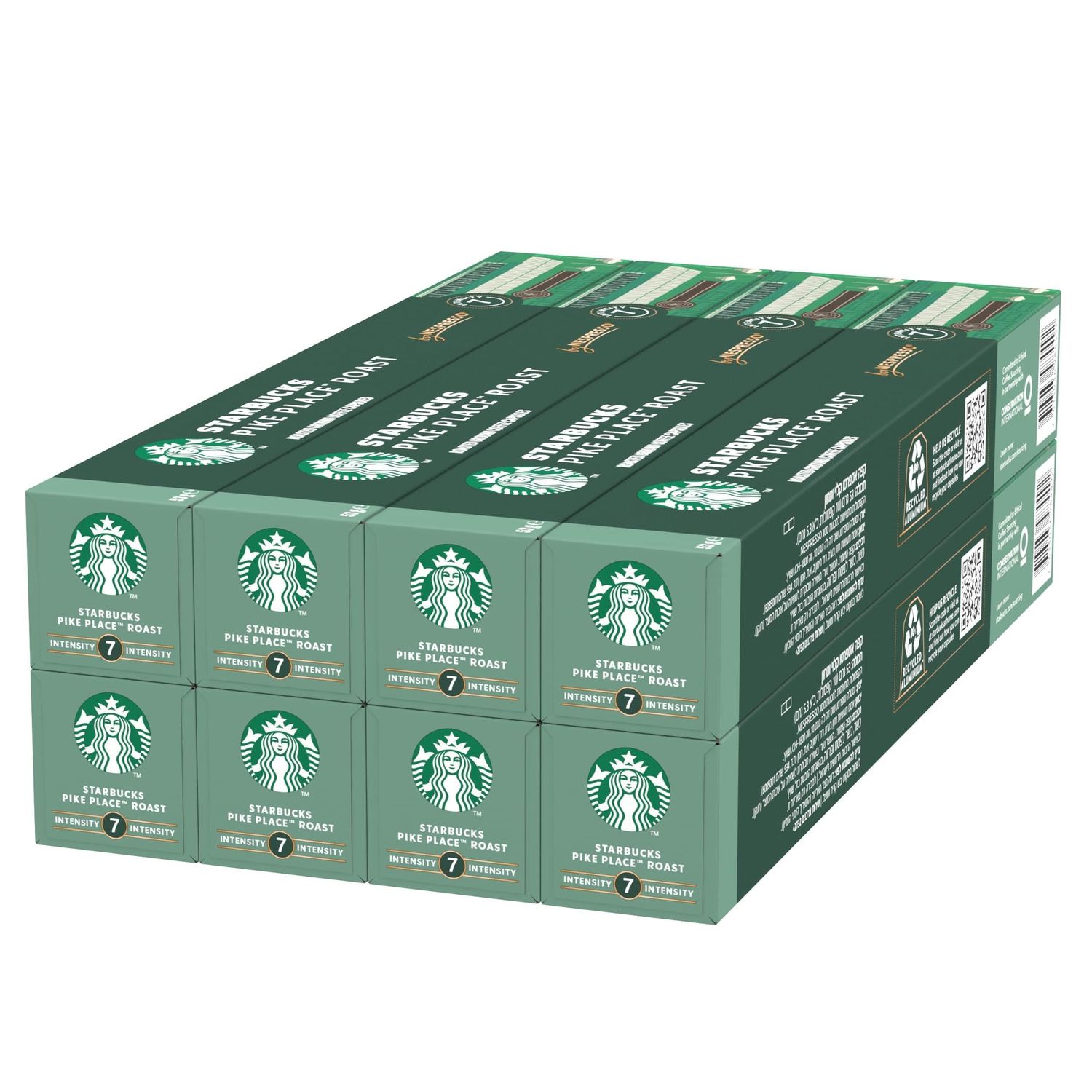 STARBUCKS Pike Place Roast by Nespresso, Medium Roast, Coffee Capsules 8 x 10 (80 Capsules)