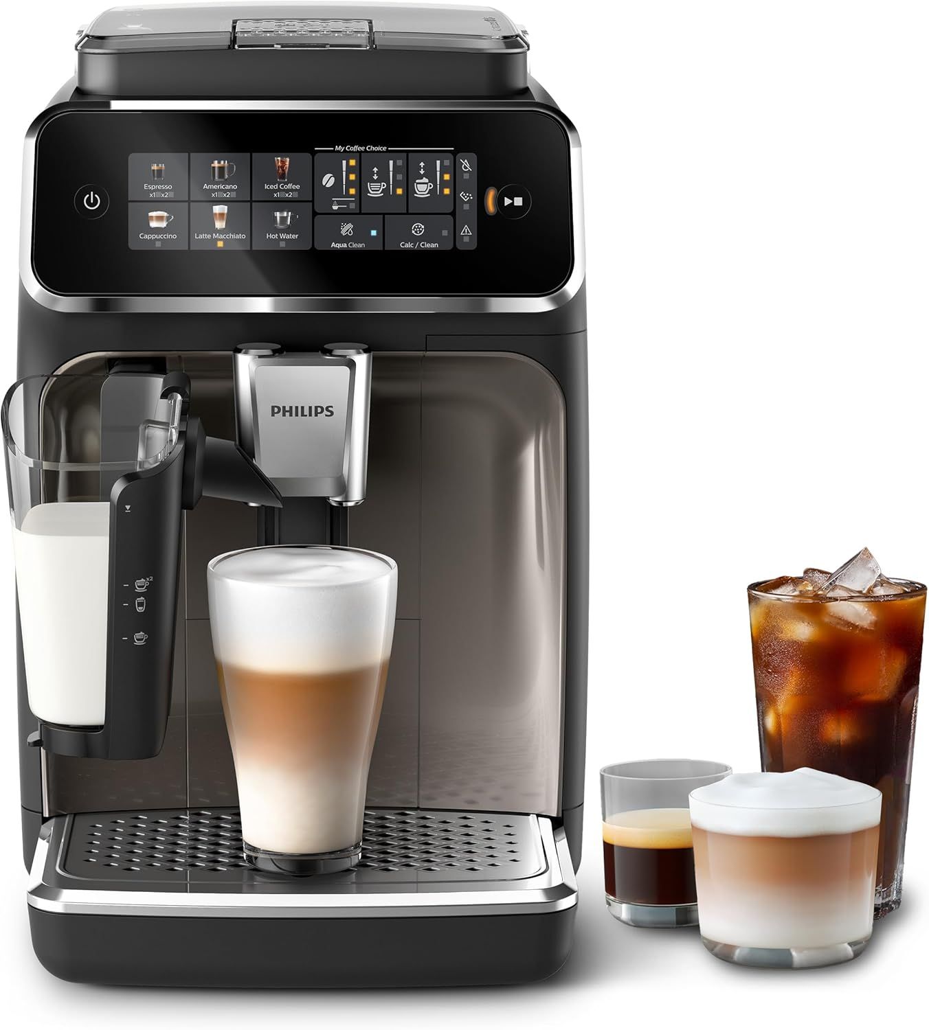 Philips 3300 Series Bean to Cup Coffee Machine – 6 Hot &amp; Iced drinks, LatteGo Milk Frother, Fastest…
