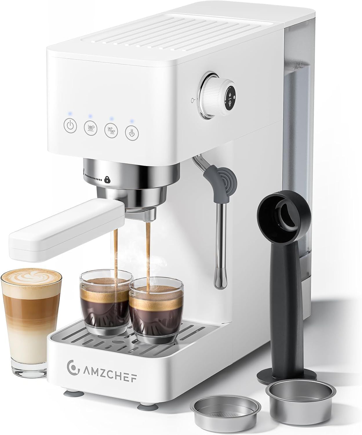 AMZCHEF 20-Bar-Professional-Espresso-Machine, 1350W Coffee Machine with Milk Frother, Flexible Brew…