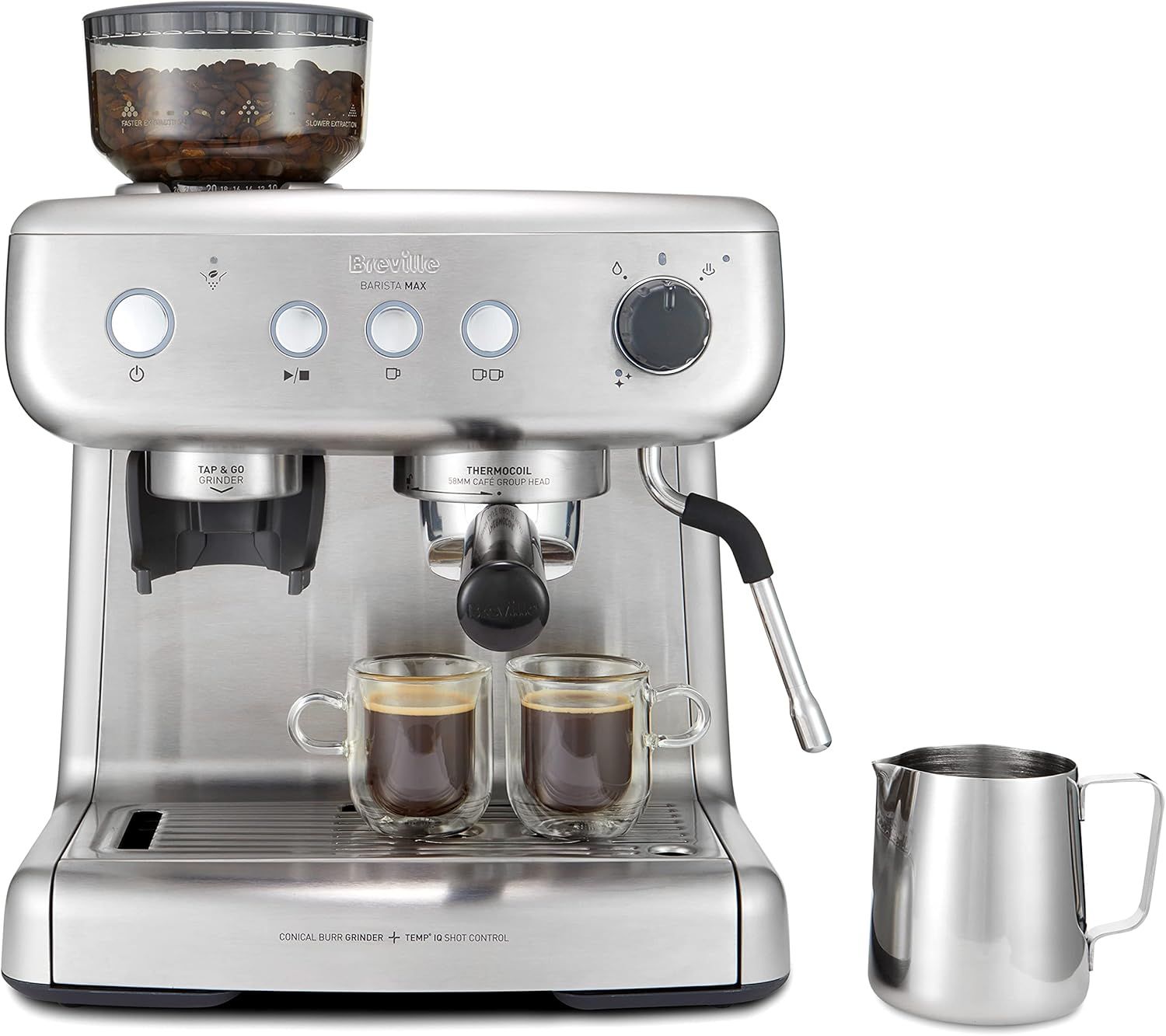 Breville Barista Max Espresso Machine | Latte &amp; Cappuccino Coffee Maker with Integrated Bean Grinde…