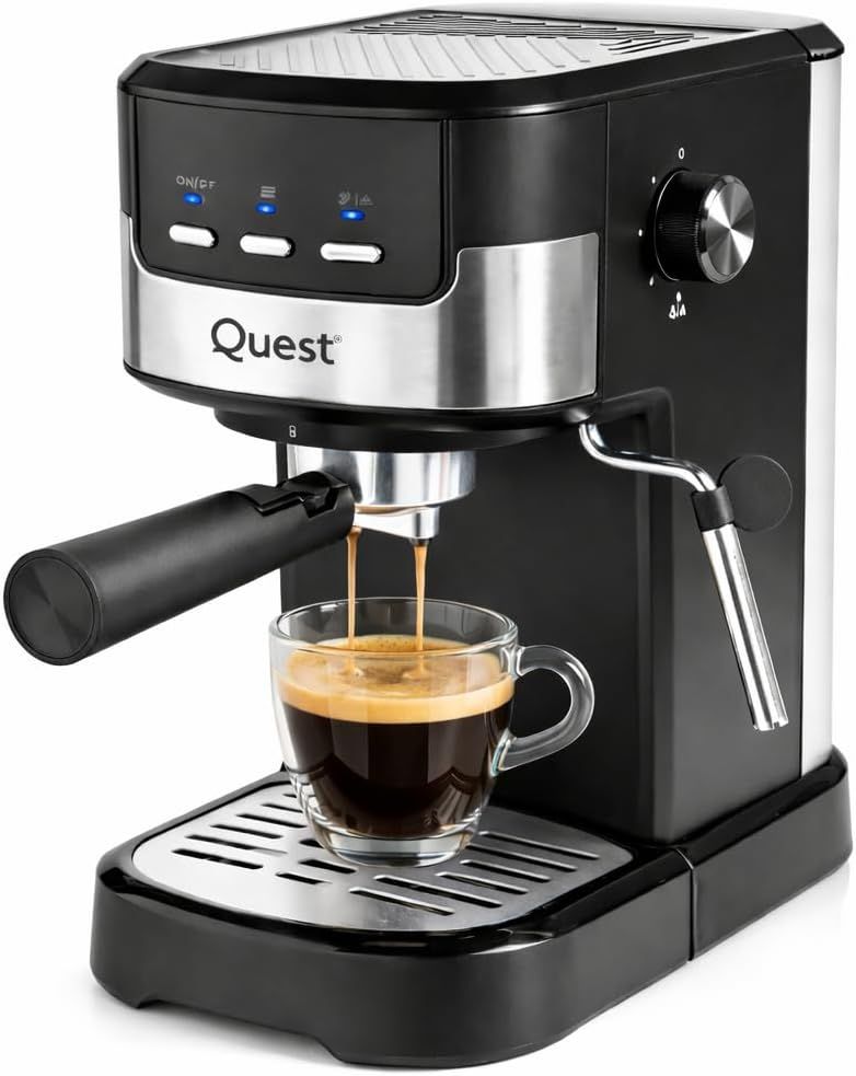 Quest Espresso Coffee Machine / 15 Bar Pressure/Filter &amp; Measuring Cups Included / 1.2L Water Tank/…