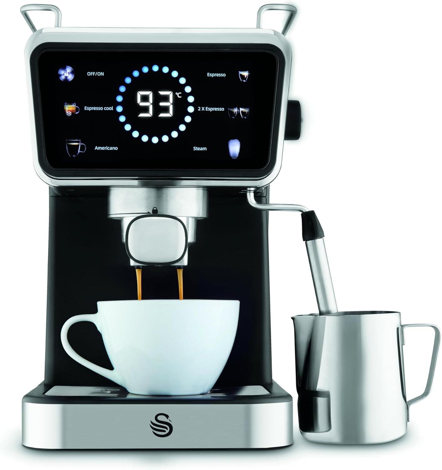 Swan SK22113BLK Core Pump Espresso Digital Coffee Machine, Digital Touch Controls, 5 Pre-Sets, 20 B…