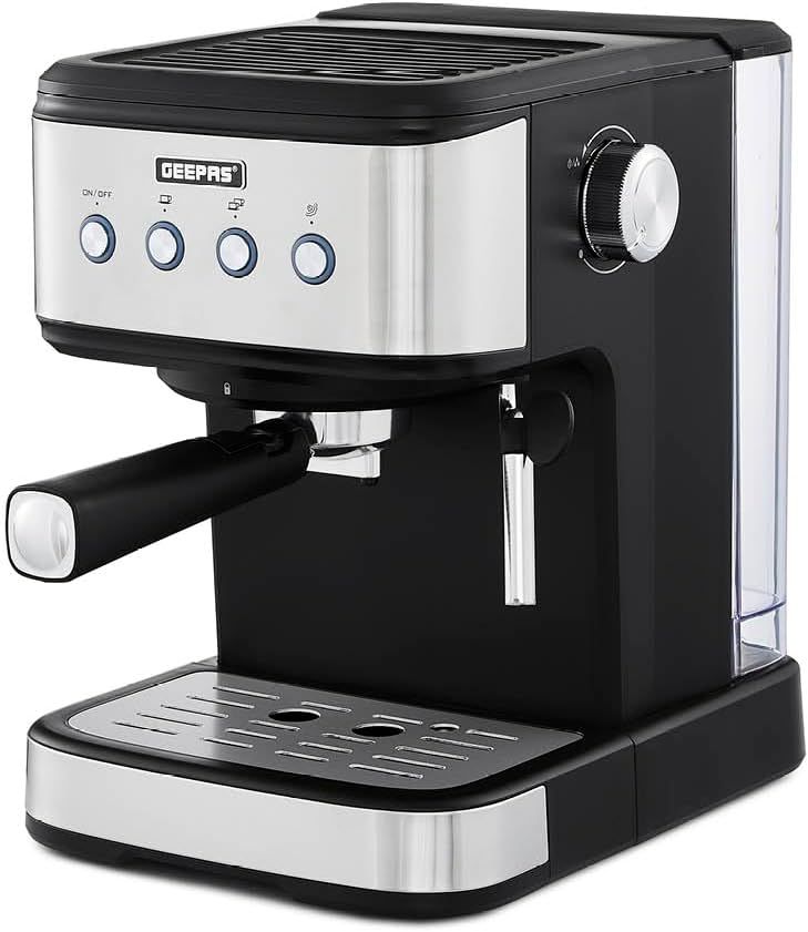 GEEPAS Espresso &amp; Cappuccino Coffee Machine with Milk Frother, 20 Bar Pressure | 1.5L Water Tank Ca…