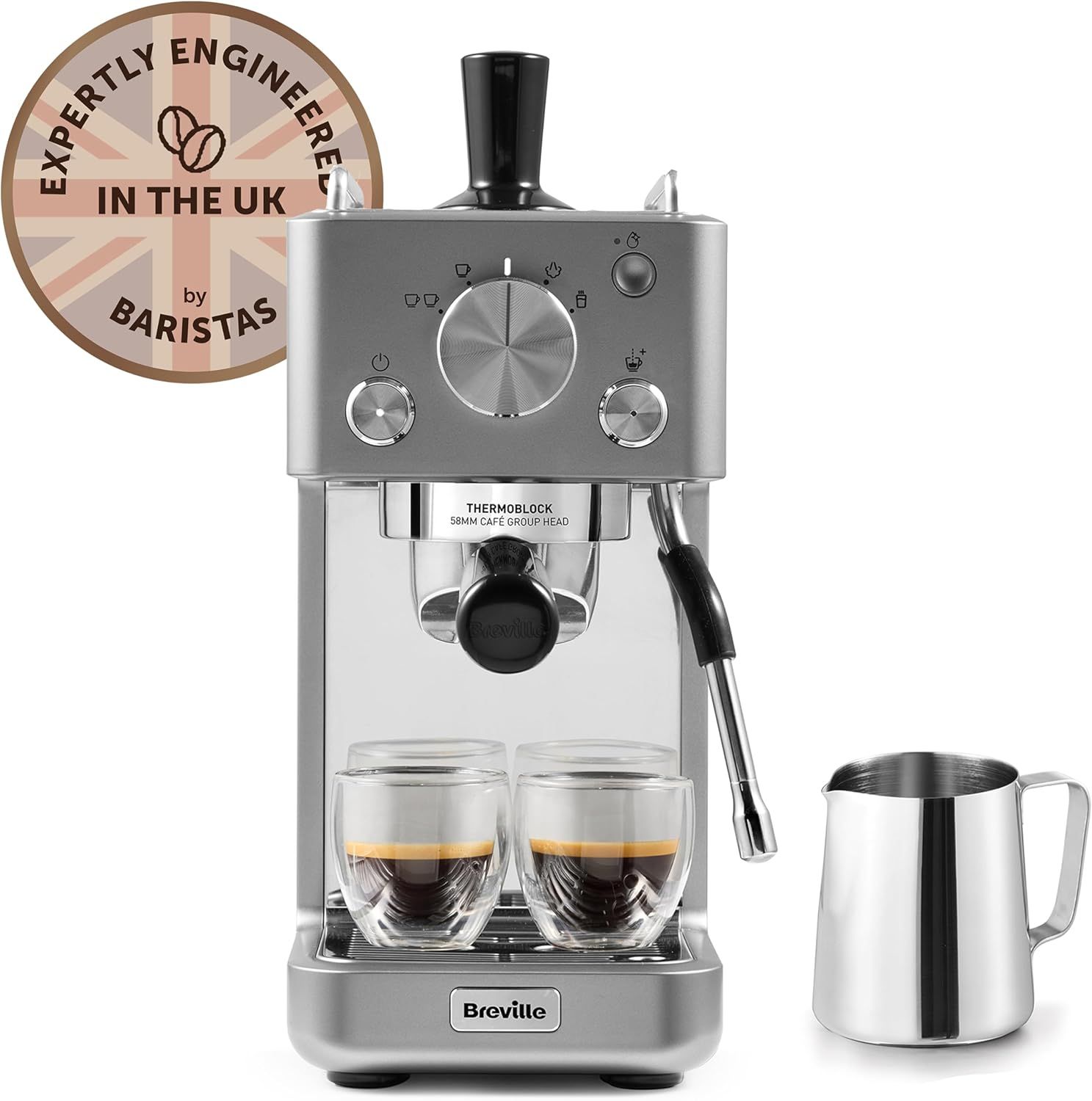Breville Barista Slimline Espresso Machine | Integrated Milk Frother | Compact Coffee Maker for Cap…