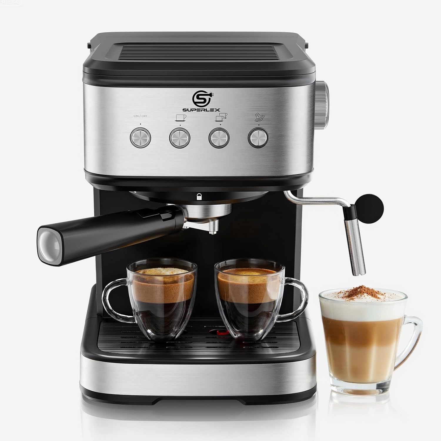 Espresso Machine Coffee Maker with Milk Frother Automatic Bean to Cup Coffee Machines Stainless Ste…