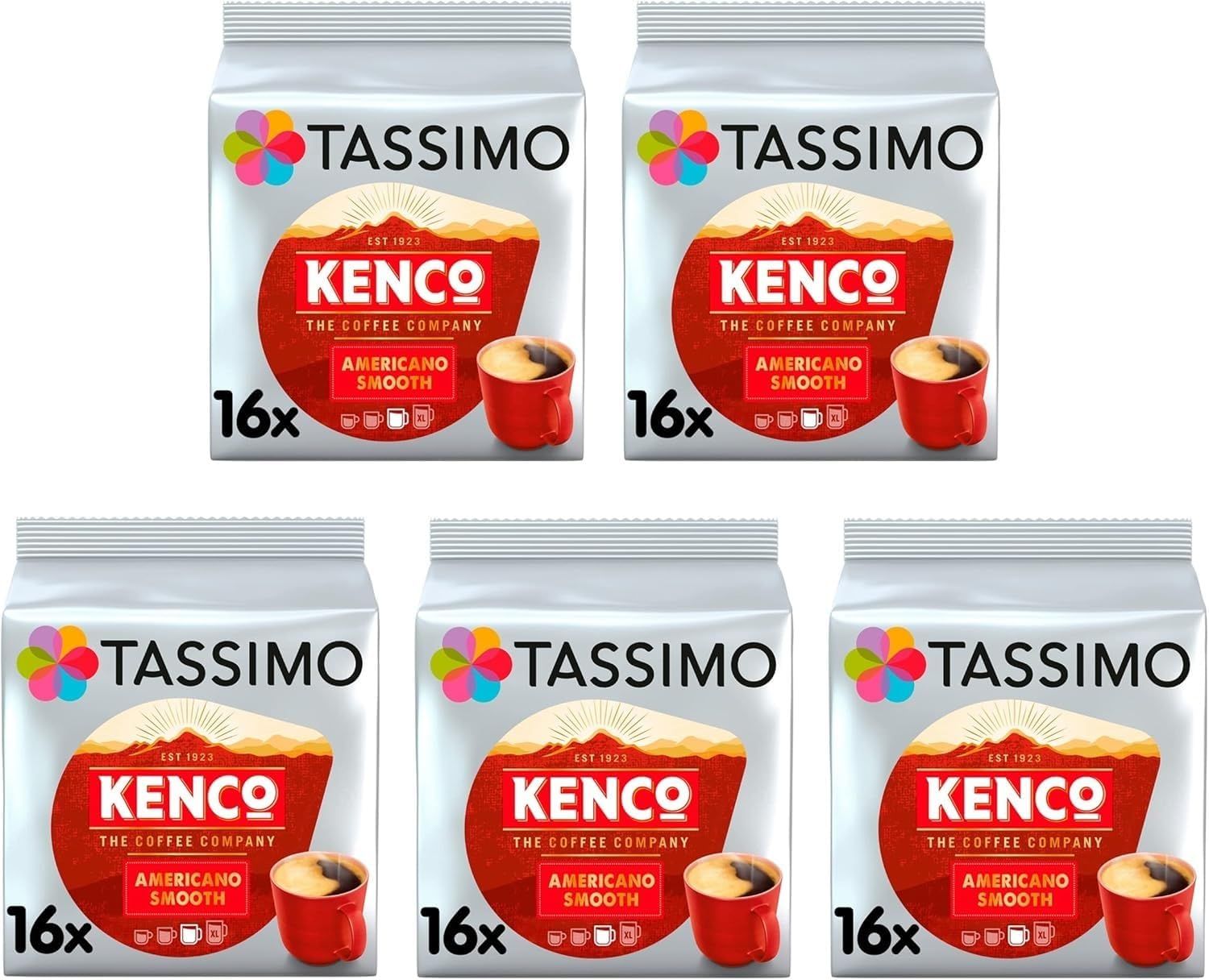 Tassimo Kenco Americano Smooth Coffee Pods x16 (Pack of 5, Total 80 Drinks)