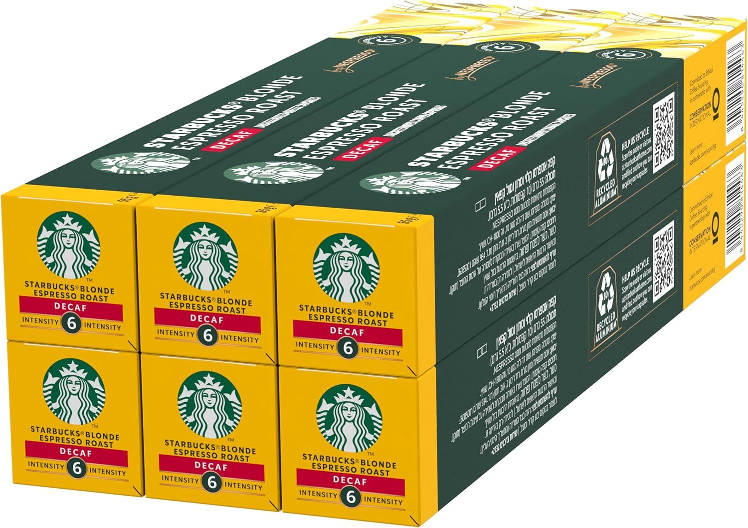 STARBUCKS Decaf Blonde Espresso Roast by Nespresso, Blonde Roast, Coffee Capsules 6 x 10 (60 Capsul…