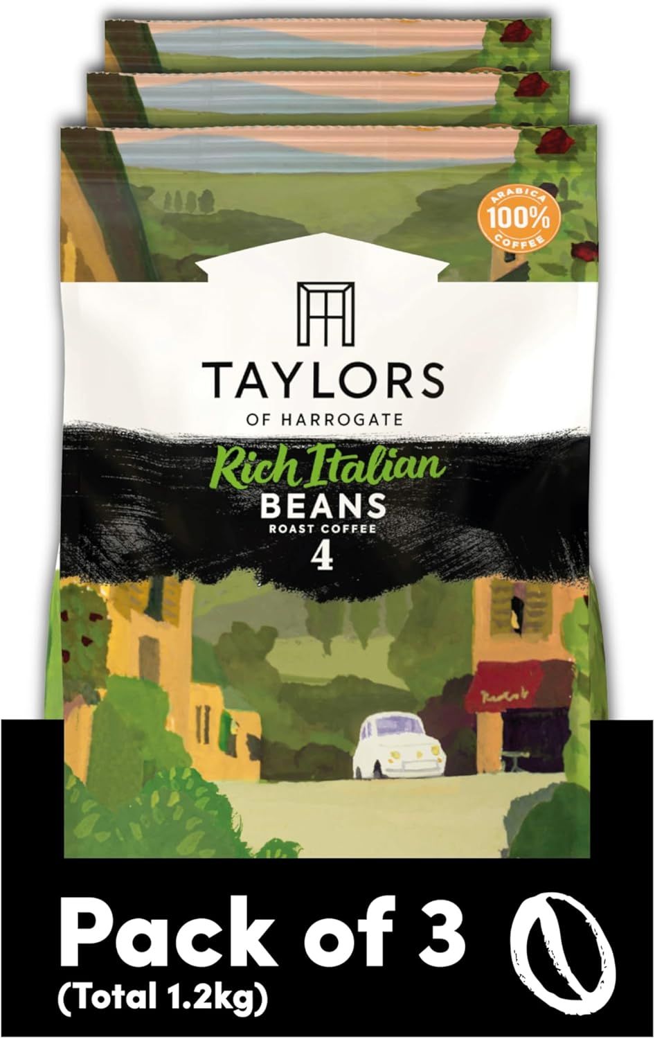 Taylors of Harrogate Rich Italian Coffee Beans, 400 g (Pack of 3 - Total 1.2 kg)
