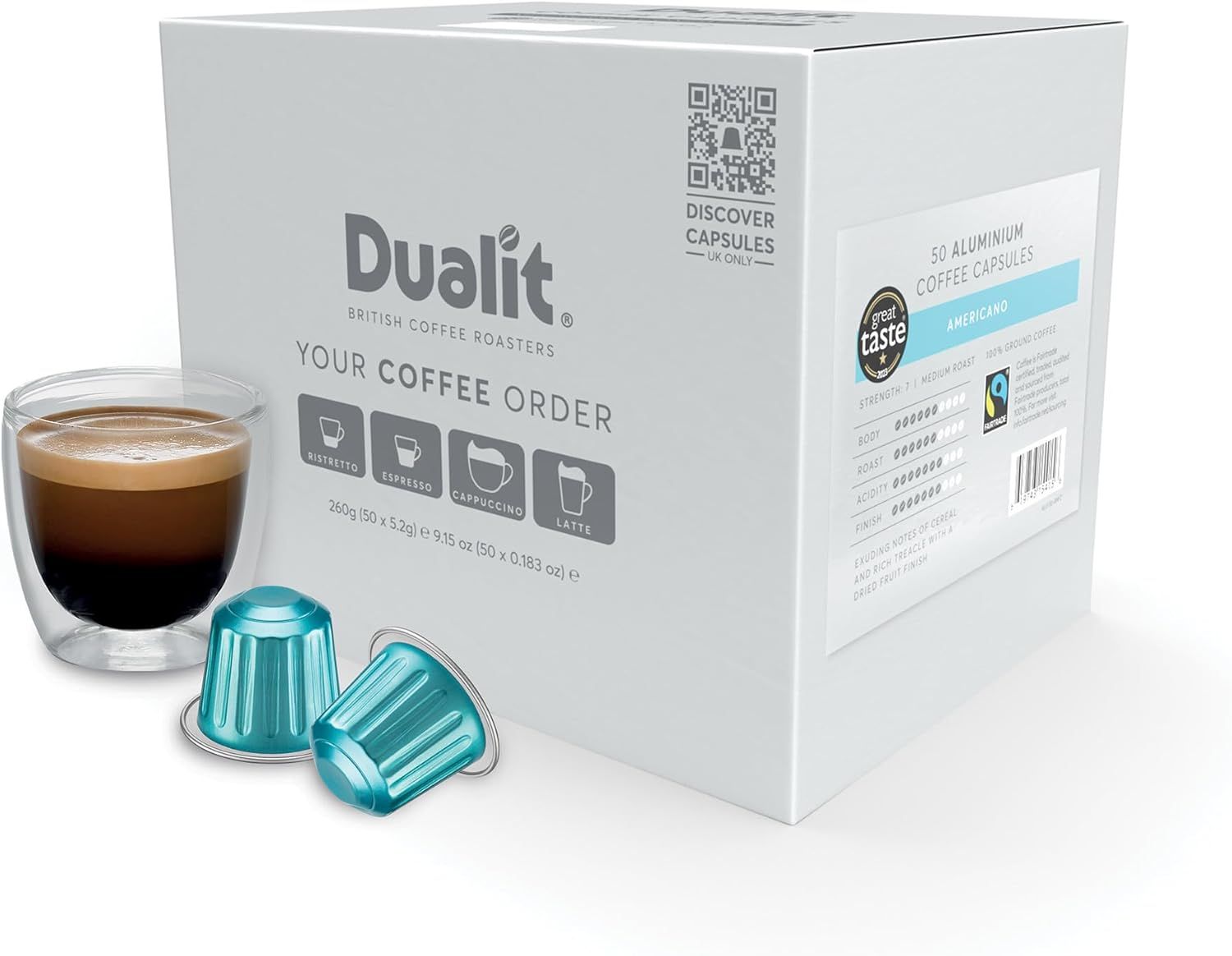 Americano Recyclable Aluminium Coffee Capsules by Dualit - Compatible With Nespresso - 50 Servings …