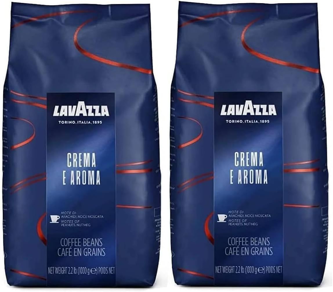 Lavazza Crema e Aroma Coffee Beans 1kg (Pack of 2, Total 2kg) - Medium Light Roast with Nutty &amp; Spi…