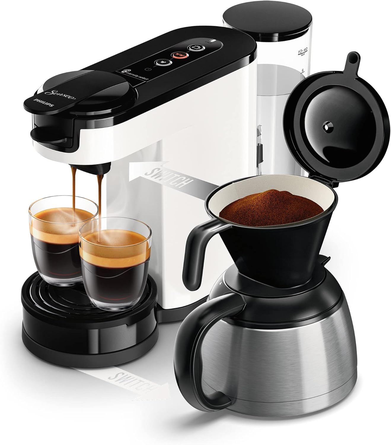 Philips Senseo Switch Coffee Pod and Filter Machine - 2-in-1 Technology, 1 Litre Water Tank, 7 Cups…
