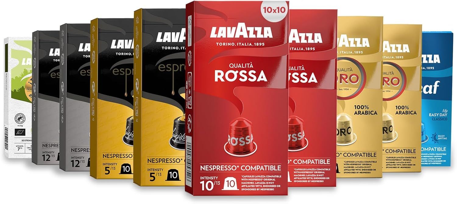 Lavazza, Variety Pack, 100 Aluminium Capsules Compatible with Nespresso Original Machines, Espresso…