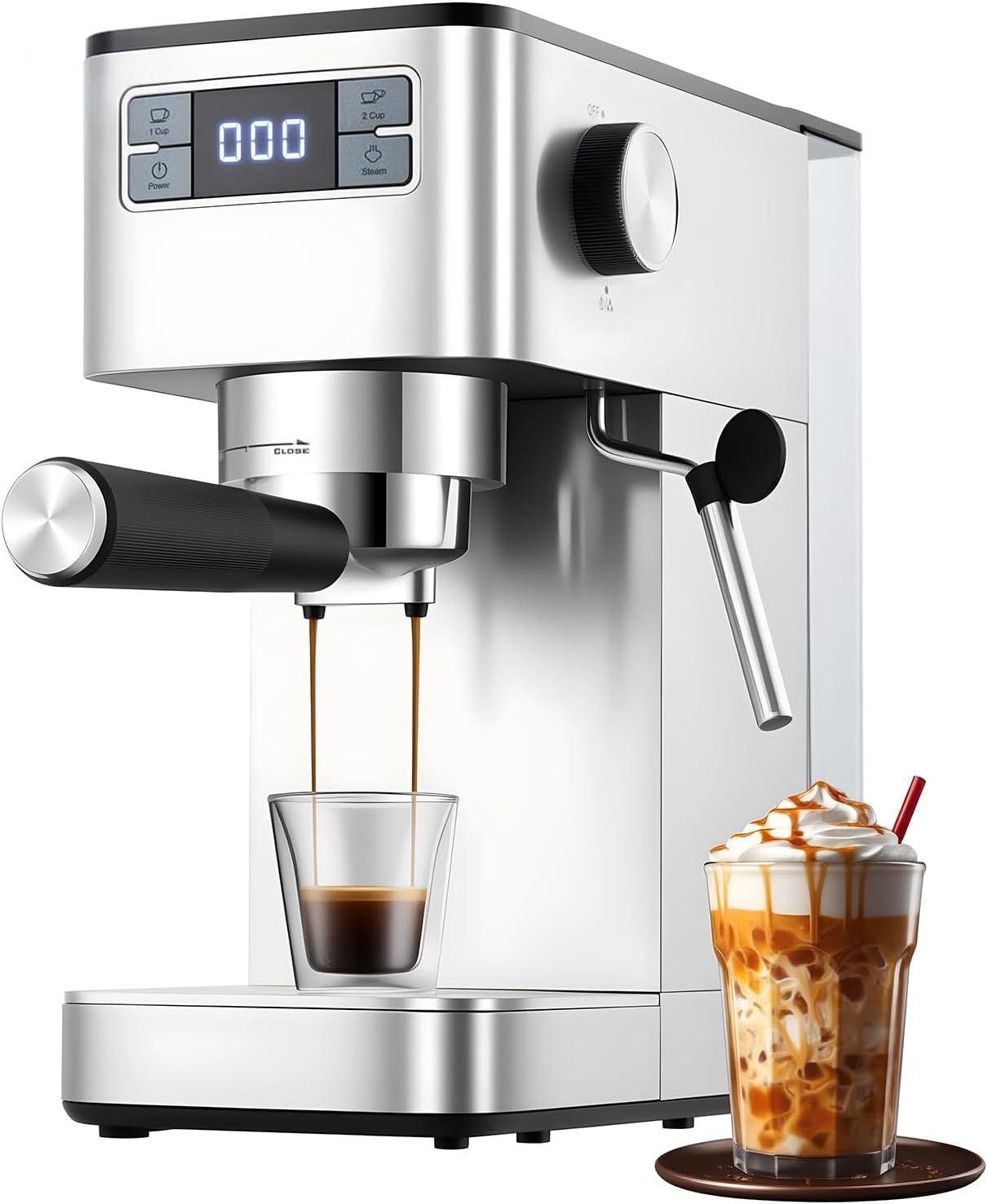 Espresso Machine, 15Bar Barista Pump Espresso Coffee Maker with Milk Frother for Lattes and Cappucc…