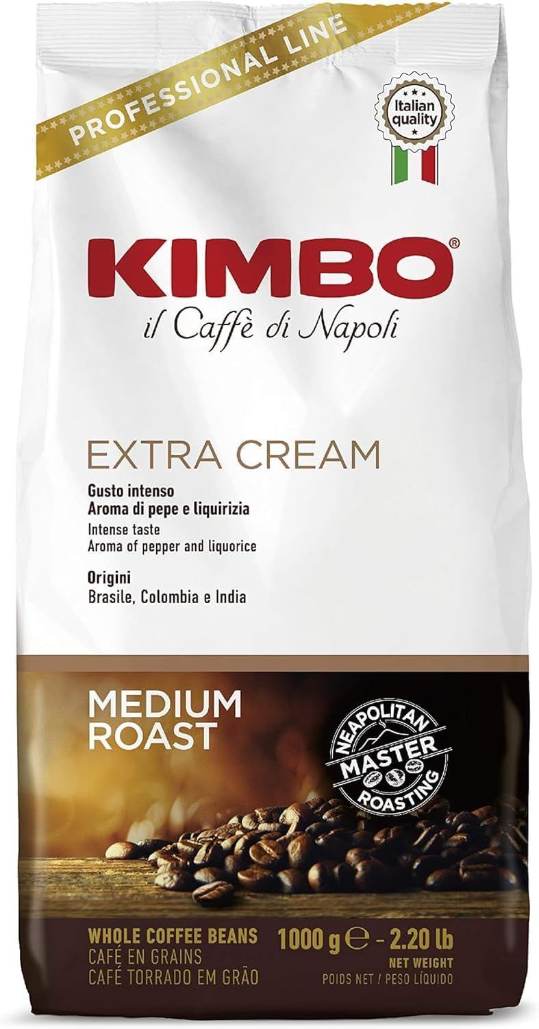 Kimbo Extra Cream Espresso Coffee Beans, Medium Roast (1 x 1kg Bag)