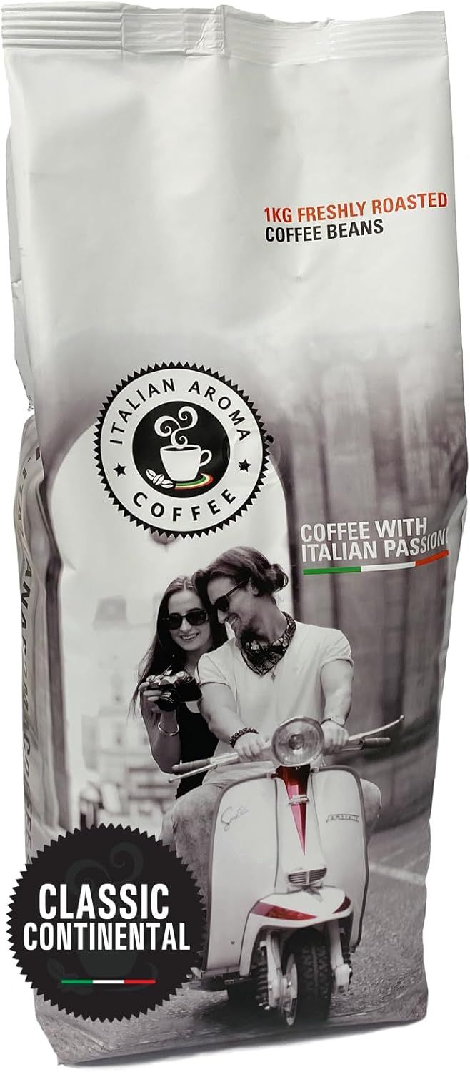 Italian Aroma Coffee - 1KG - Whole Coffee Beans - CLASSIC CONTINENTAL - Very Dark and Luxurious - T…