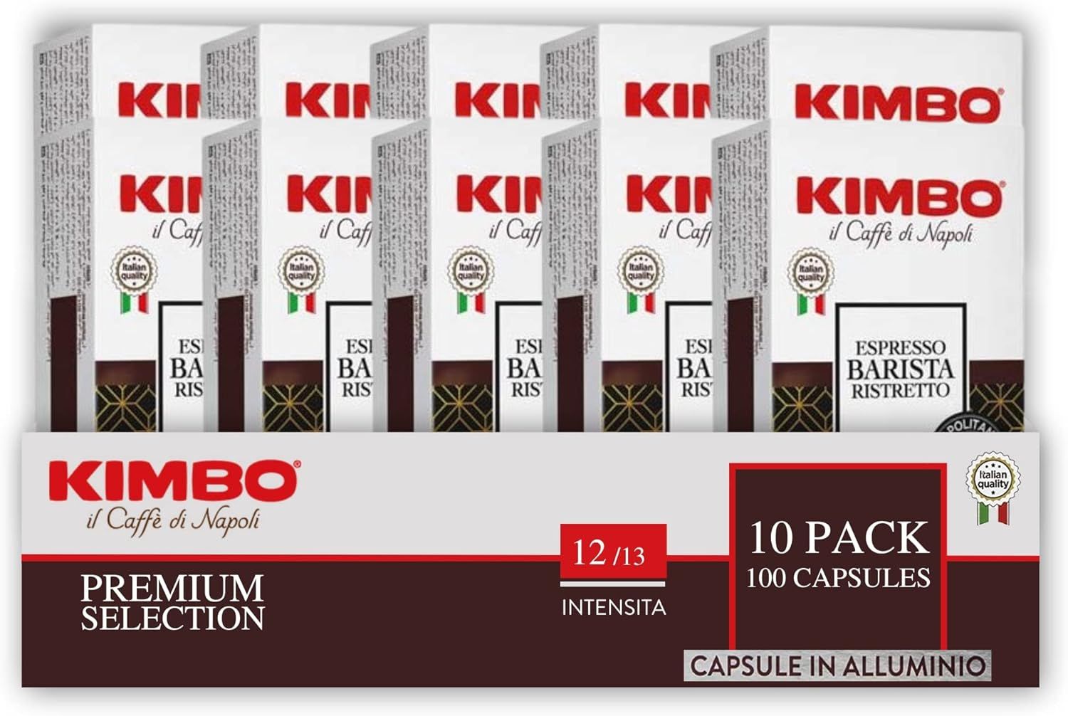 Kimbo Coffee Espresso Barista Ristretto (10 x 10) | Nespresso Coffee Machine Compatible | 100 Alumi…