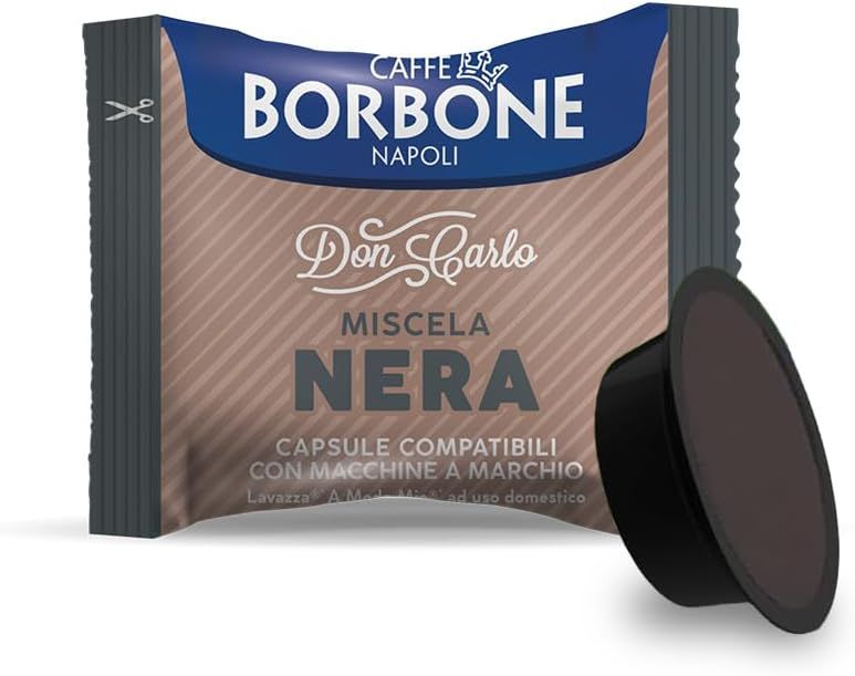 Caffè Borbone Don Carlo, Black Coffee Blend - 50 Capsules - Compatible with Lavazza®* A Modo Mio®* …