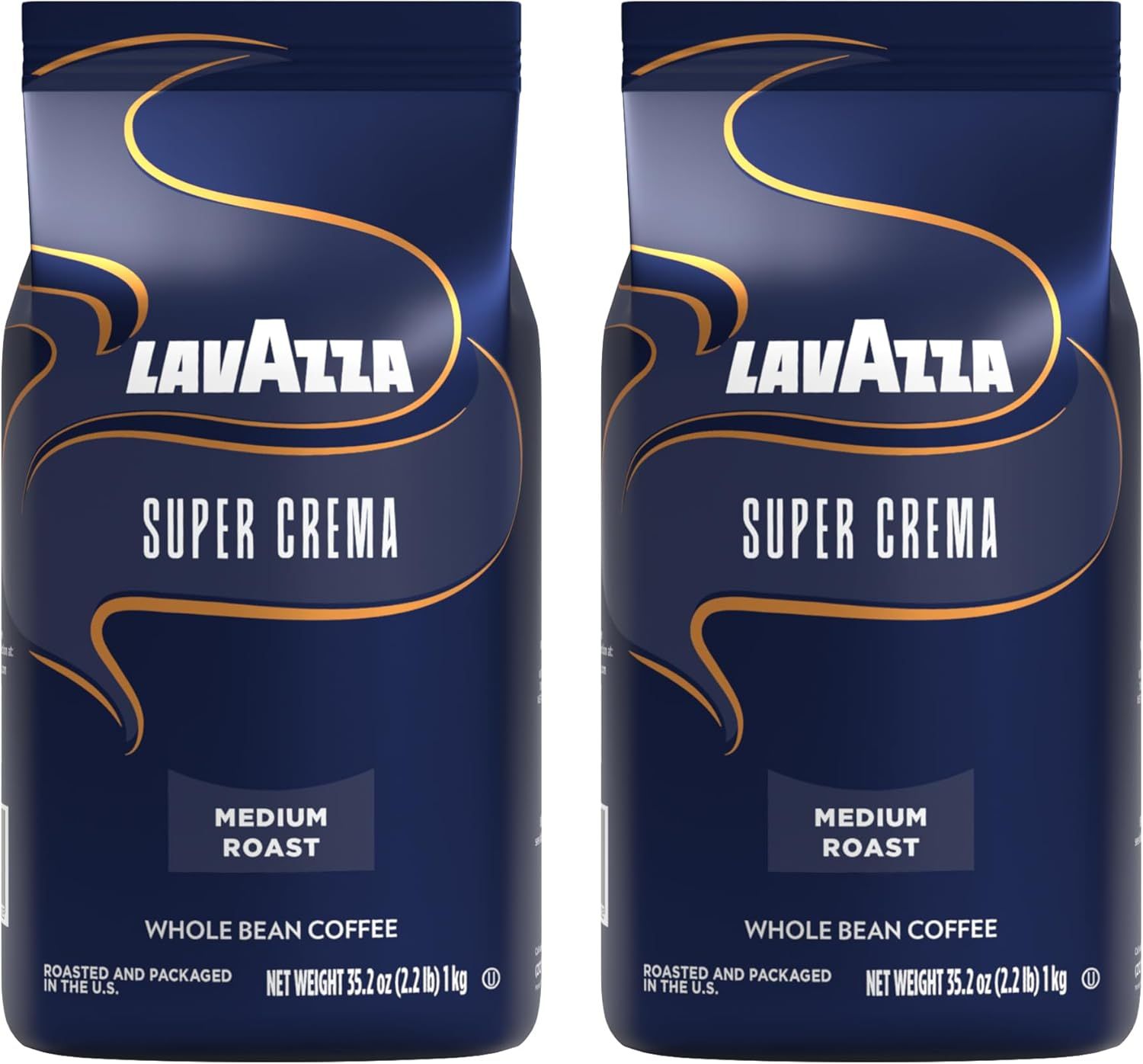 Lavazza Super Crema Espresso Coffee Beans, Medium Roast, 1 kg - Pack of 2
