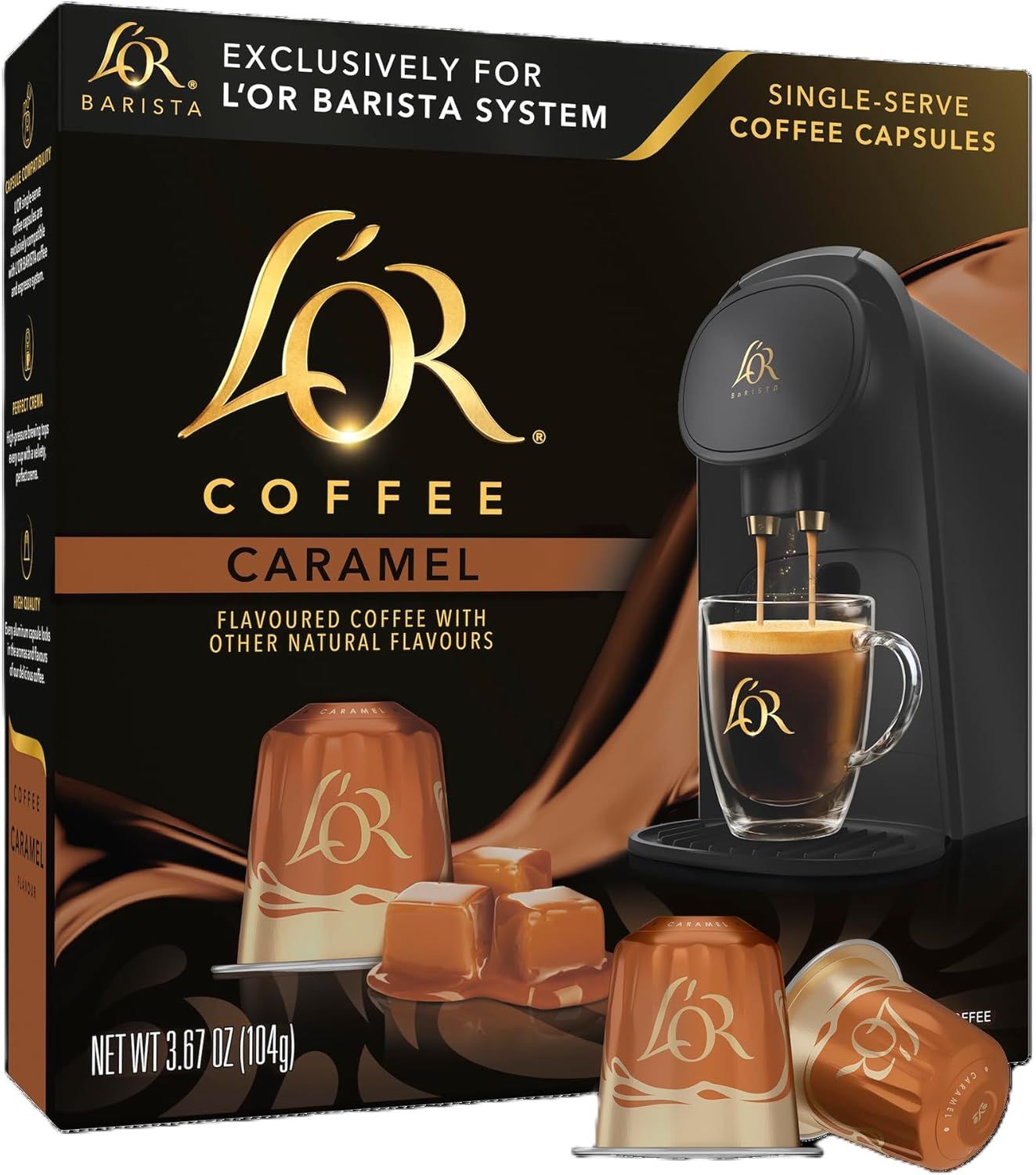 L'OR Espresso Caramel Flavour Coffee Pods X10 (Pack of 10, Total 100 Capsules) (100, Caramel)