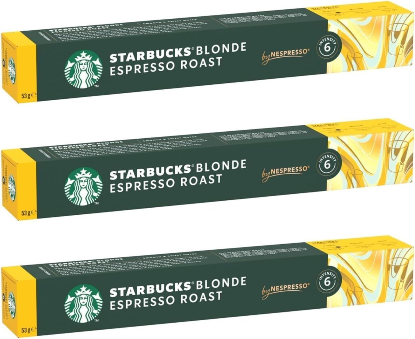 Starbucks Nespresso Blonde Espresso Roast Coffee 10 Pods 53g