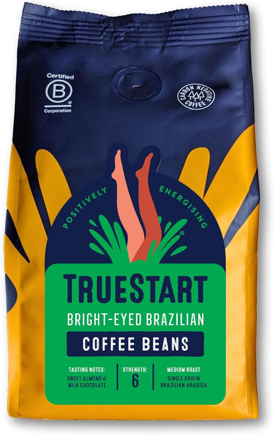 TrueStart Coffee Beans Bright-Eyed Brazilian 200g – Mycotoxin-Free Coffee, Smooth &amp; Sweet Medium Ro…