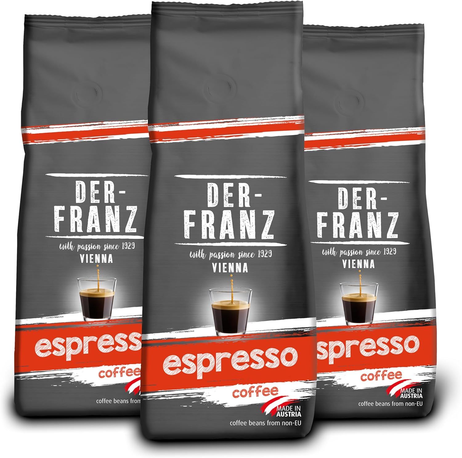 Der-Franz Espresso Coffee, whole bean, 3 x 500 g