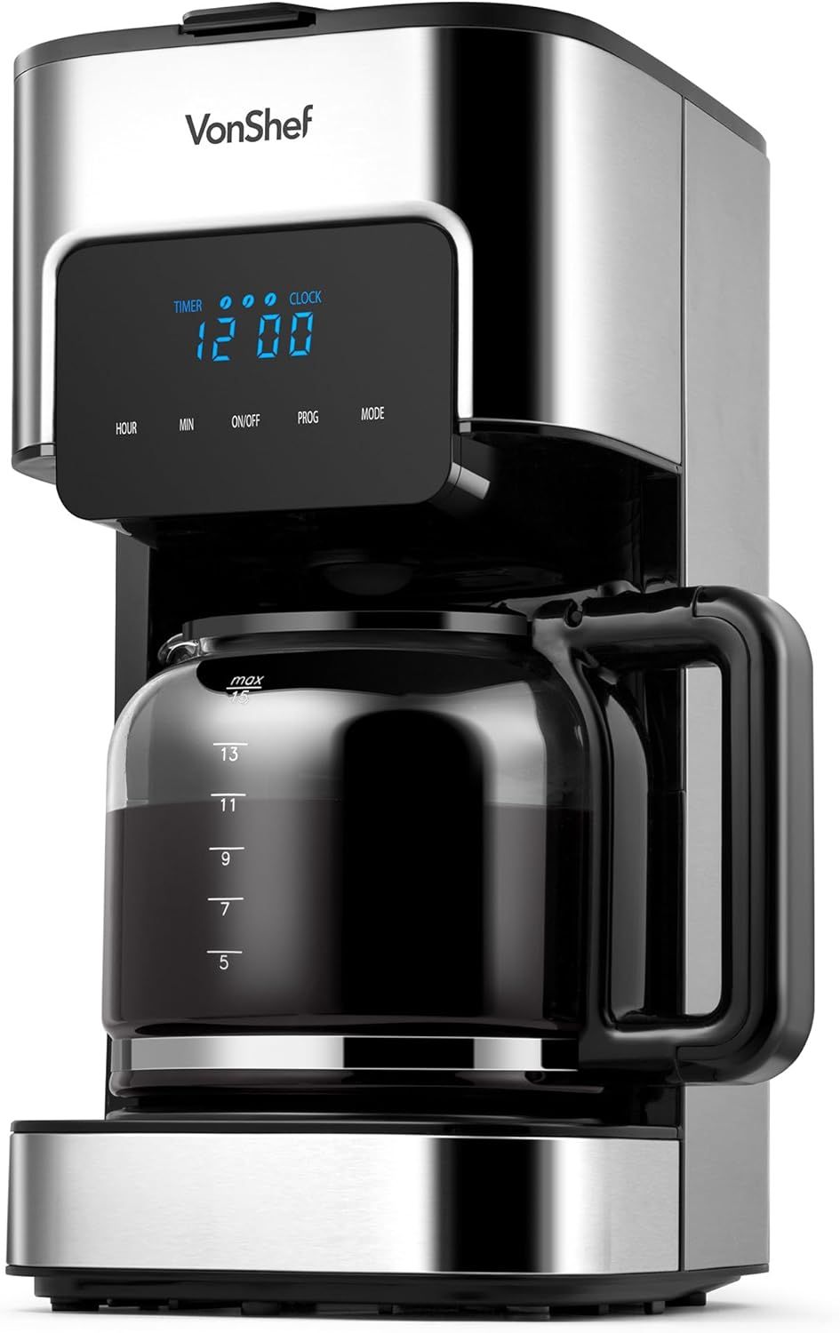 VonShef Filter Coffee Machine - 1.5L Drip Coffee Maker with Hot Plate &amp; Programmable 24 Hour Timer,…