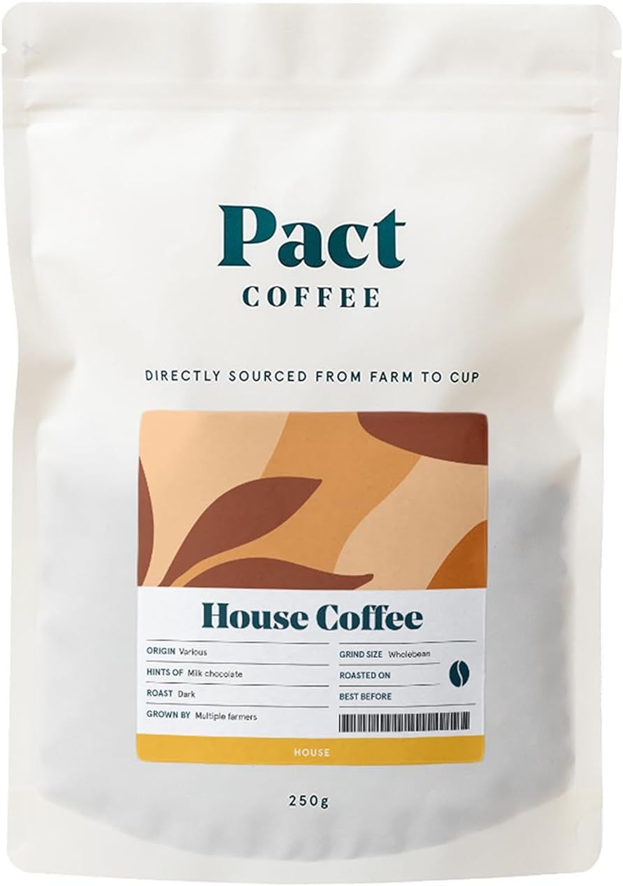 Pact House Coffee, 250g, Wholebean, Dark &amp; Rich Roast, Ethically Sourced, Freshly Roasted, Whole Co…