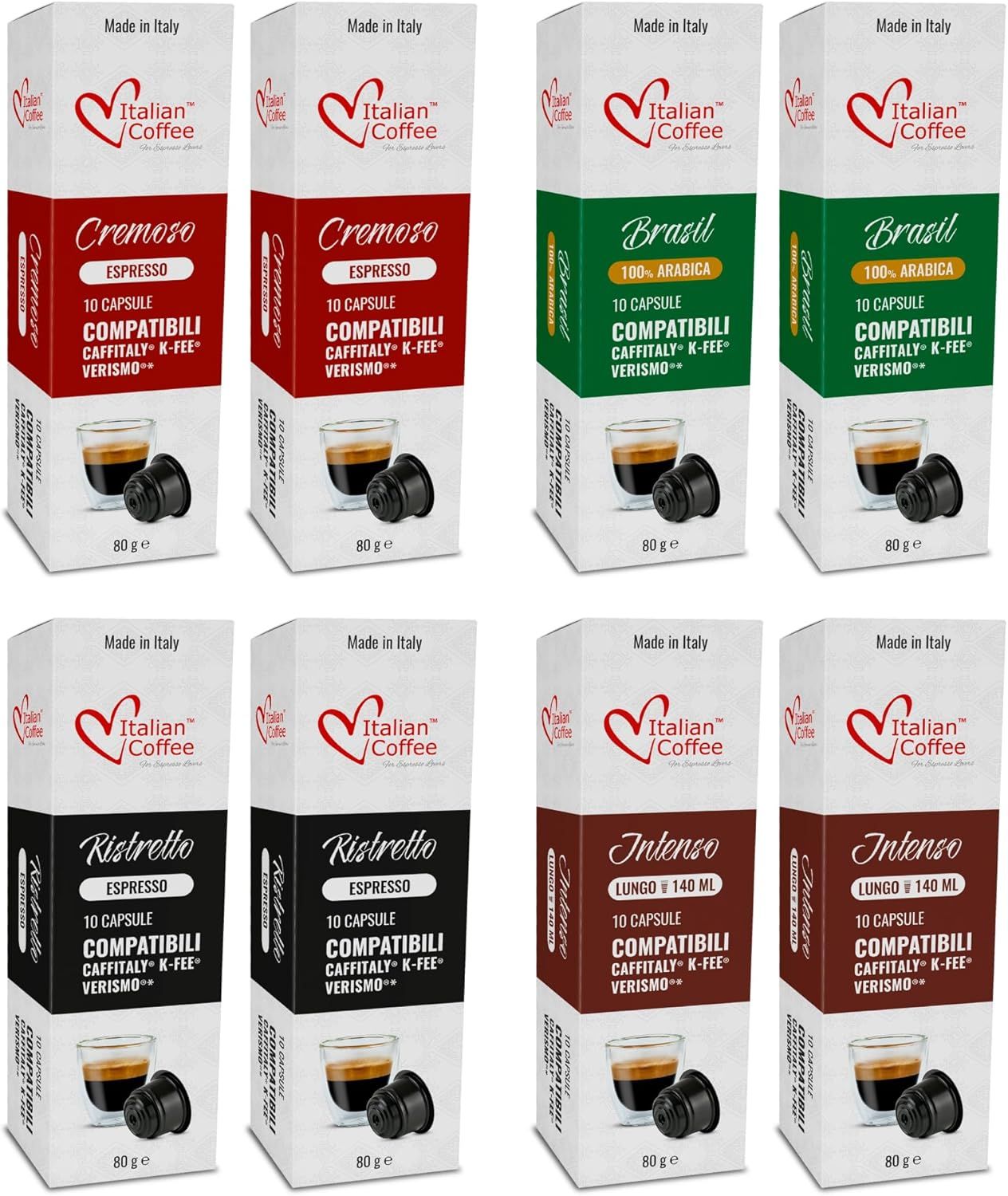Italian Coffee, 80 Coffee Capsules Compatible with Caffitaly®, K-Fee® and Verismo® – Taste Kit 4 Bl…
