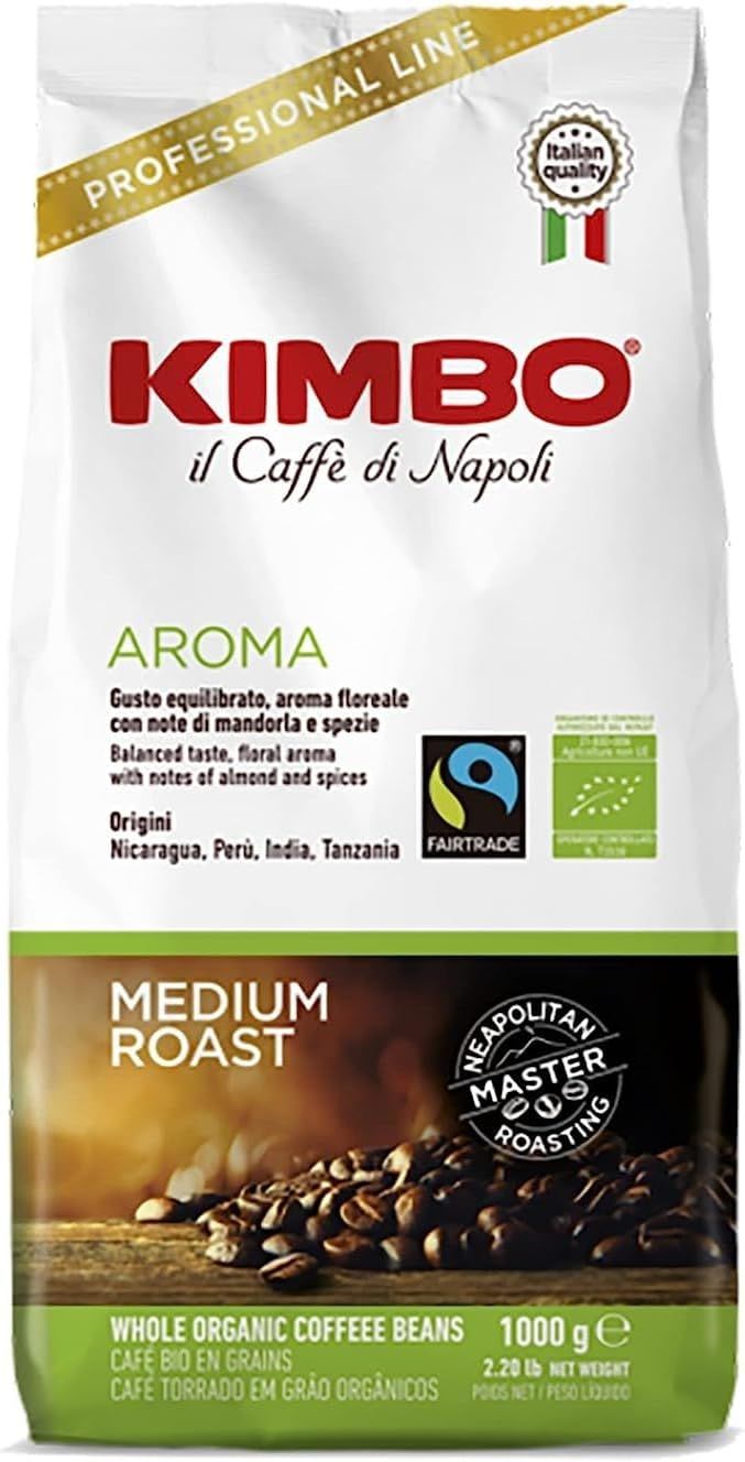 Kimbo Aroma Organic Fairtrade Coffee Beans 1kg