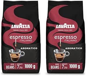 Lavazza Espresso Aromatico, Arabica and Robusta Light Roast Coffee Beans, 1 kg Pack x2
