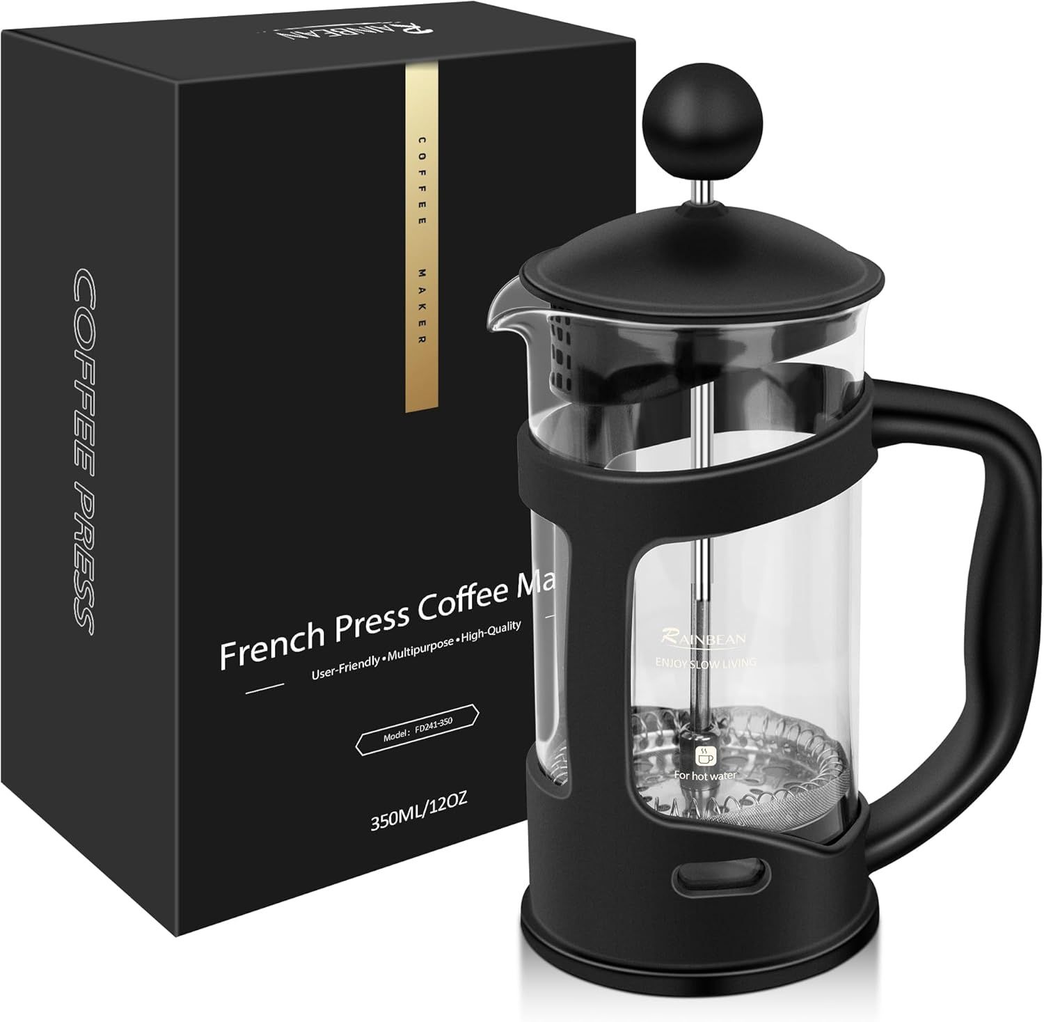 Cafetiere 2 Cups French Press, Small Coffee Press for Ground Coffee, Maximum Flavor Coffee Brewer w…