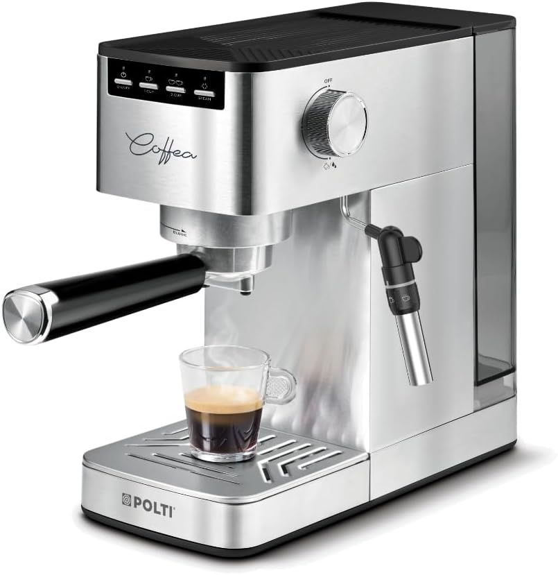 Polti Coffea P10S, Manual Espresso and Cappuccino Coffee Machine, Compatible with Ground Coffee and…