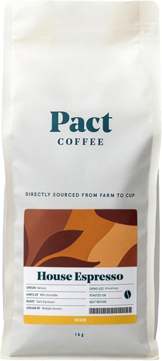 1kg Pact Coffee - Pact's House Coffee Wholebean for Espresso - Freshly Roasted in Surrey - Dark Roa…