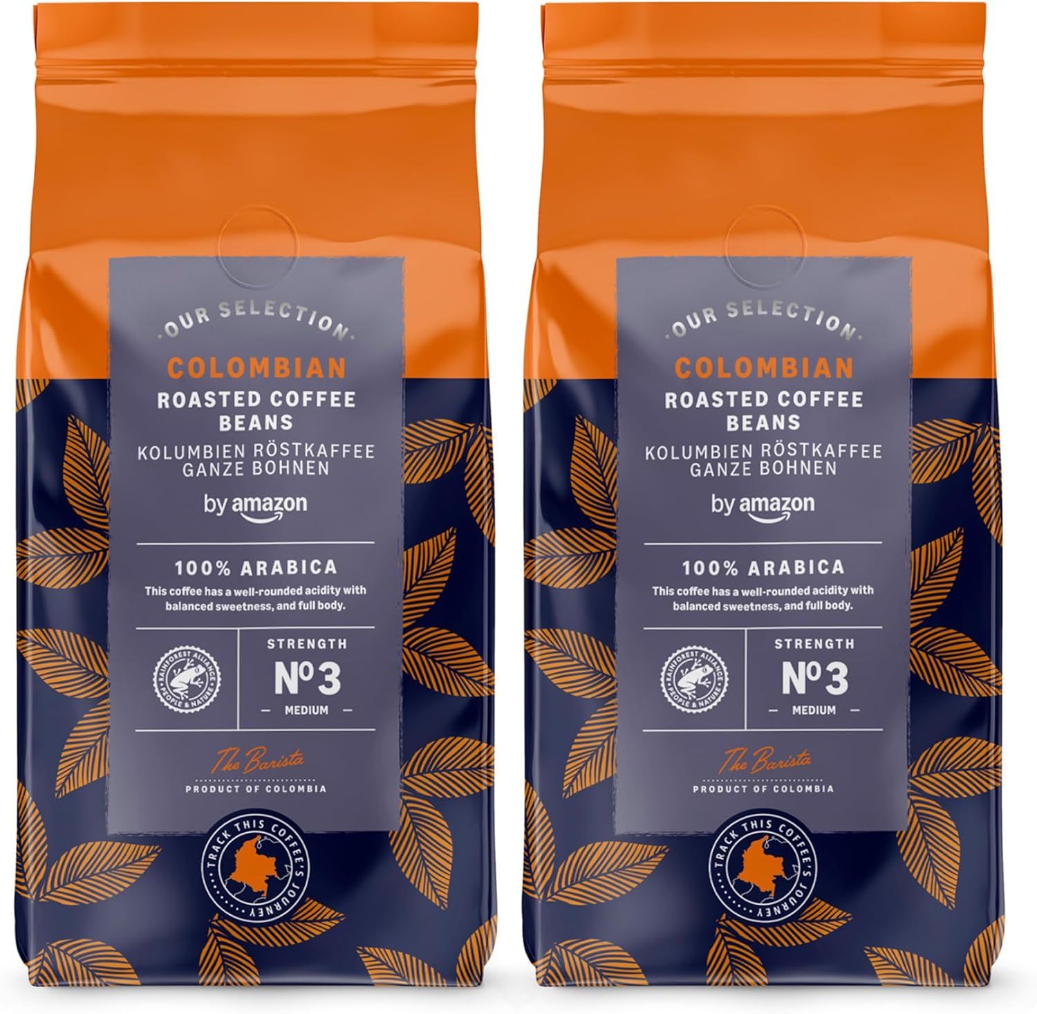 by Amazon Colombian Coffee Beans, Medium Roast,1Kg (2 Packs x 500g) - Rainforest Alliance Certified