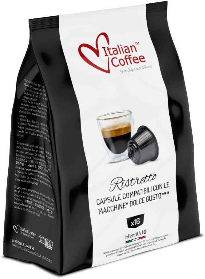 Italian Coffee, 64 Coffee Capsules Compatible with Nescafé® Dolce Gusto® – Ristretto, Extra Strong …