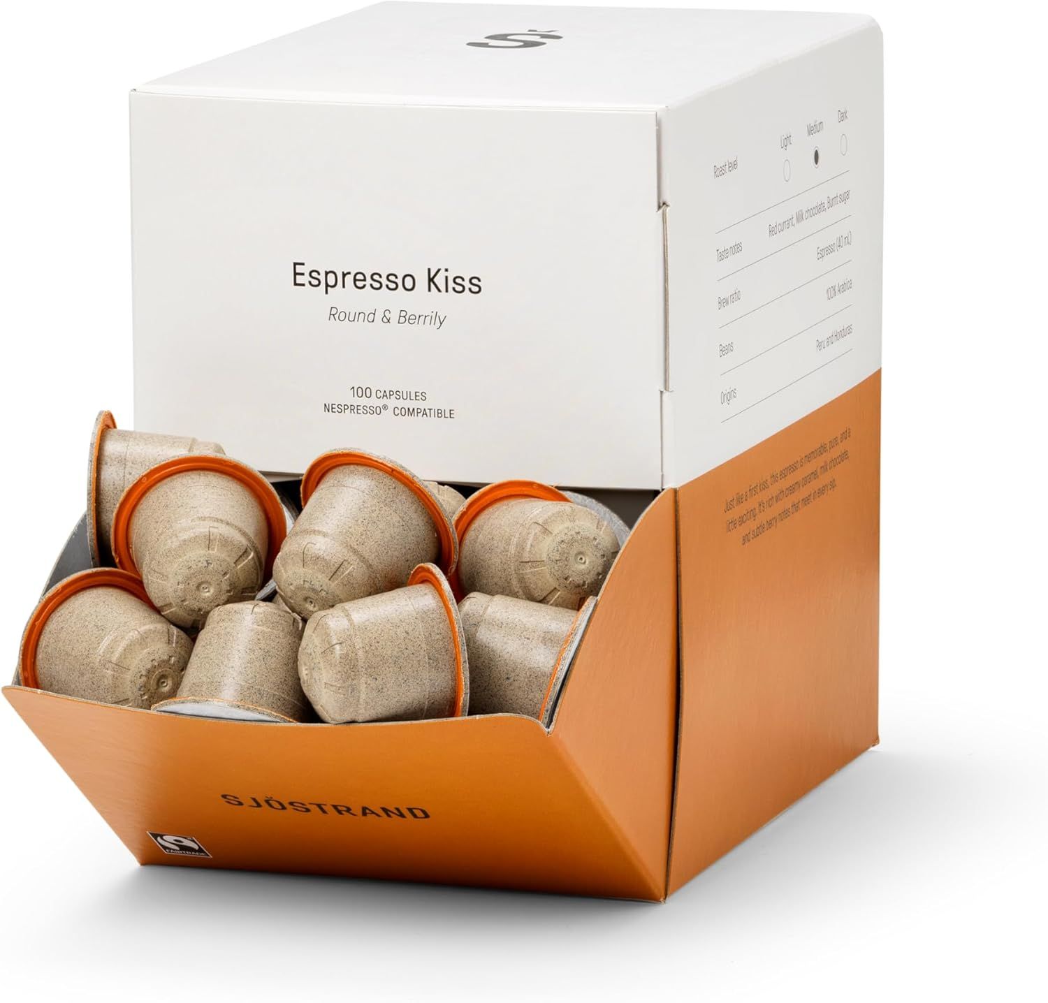 Sjöstrand Espresso Kiss Coffee Capsules, Nespresso Compatible Coffee Pods, 100 Recyclable and Compo…