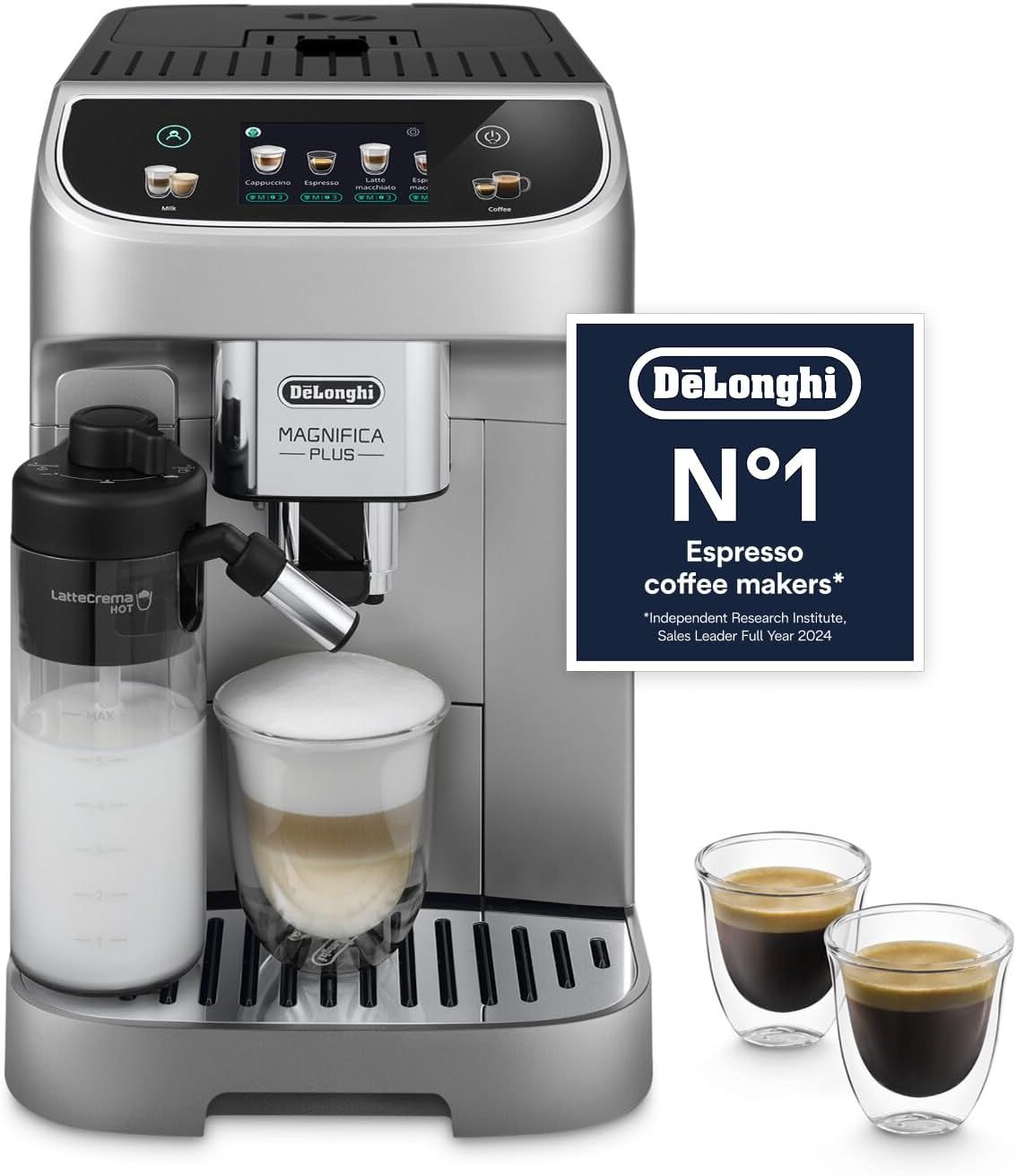 De'Longhi ECAM322.70.SB Magnifica Plus Automatic Coffee Machine with LatteCrema Hot, Bean to Cup Es…