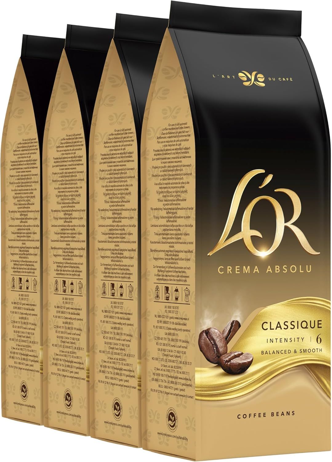 L'OR Crema Absolu Classique Coffee Beans 500g Intensity 6