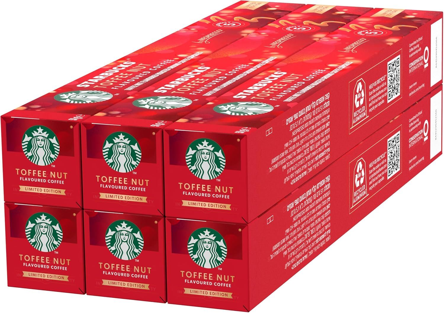 STARBUCKS Toffee Nut Flavoured Coffee by Nespresso, Blonde Roast, Coffee Capsules 6 x 10 (60 Capsul…