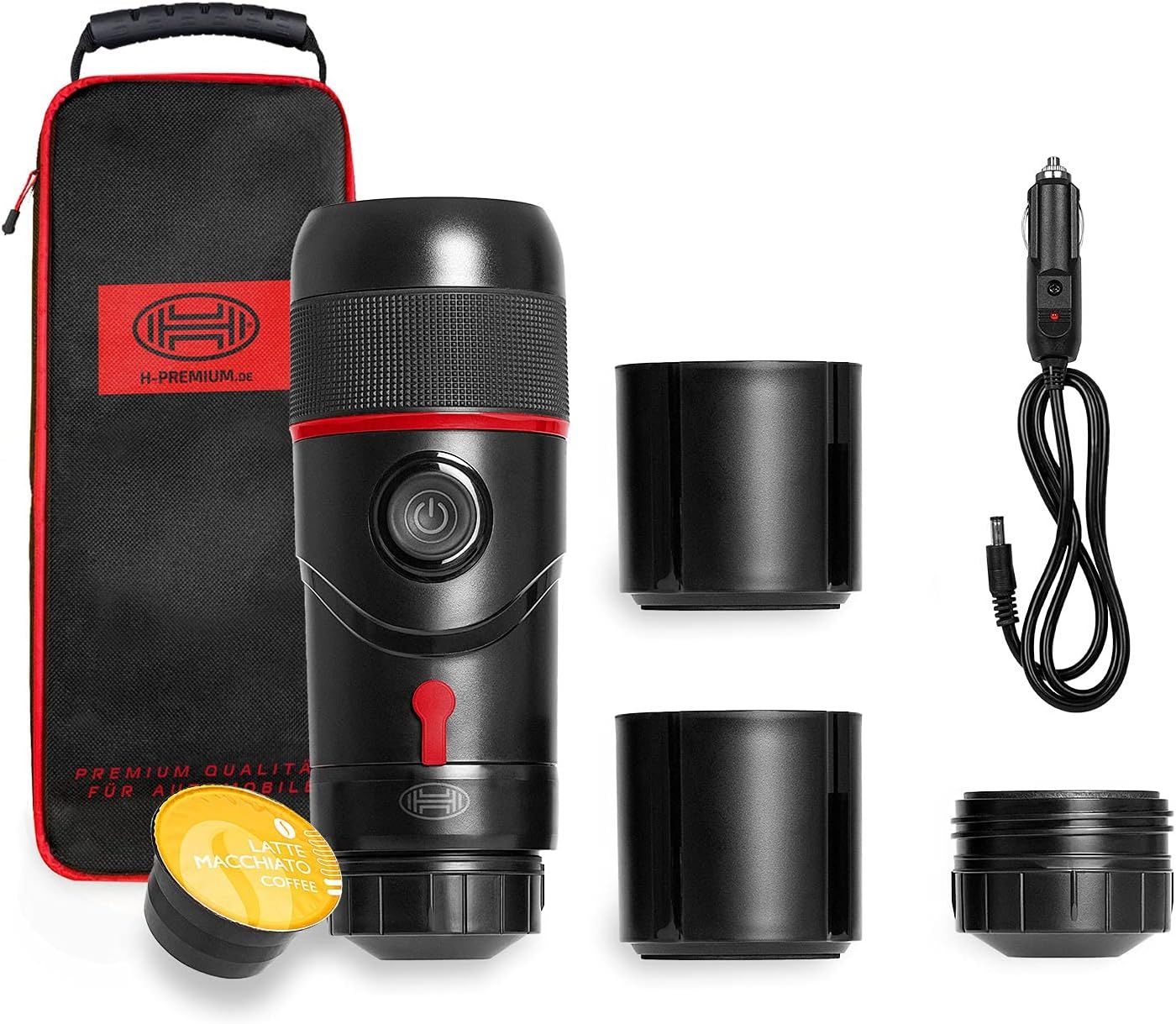 HEYNER Germany 12V Espresso Coffee Machine Maker Travel Portable Capsule Pod Ground Compatible Blac…