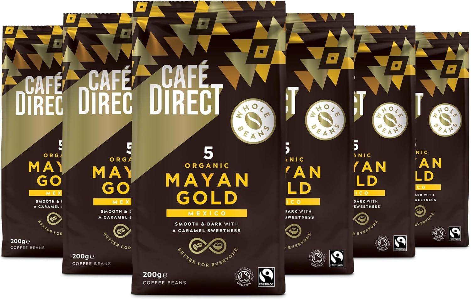 Cafedirect Mayan Gold Organic Coffee Beans – Smooth Dark Roast with Caramel Sweetness, Fairtrade Ar…
