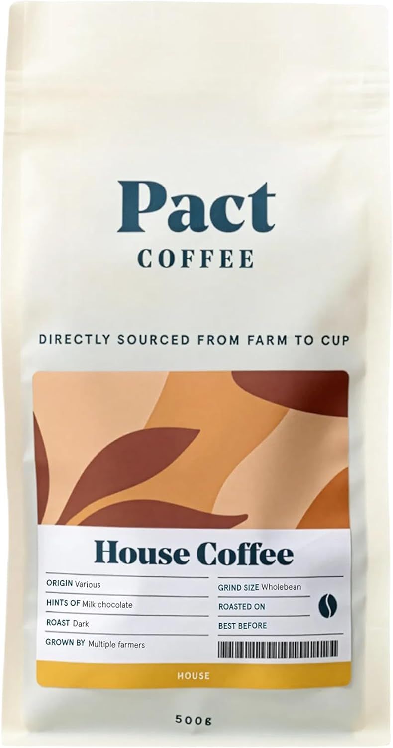 Pact House Coffee, 500g, Wholebean, Dark &amp; Rich Roast, Ethically Sourced, Freshly Roasted, Whole Co…
