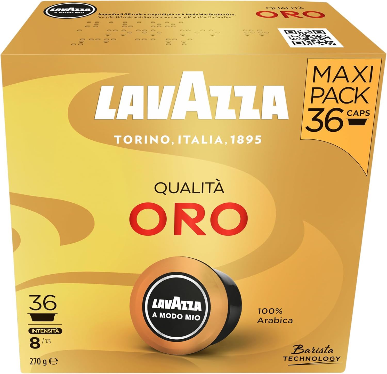 Lavazza, A Modo Mio Qualità Oro, 36 Coffee Pods, for an Espresso with Floral and Fruity Notes, 100%…