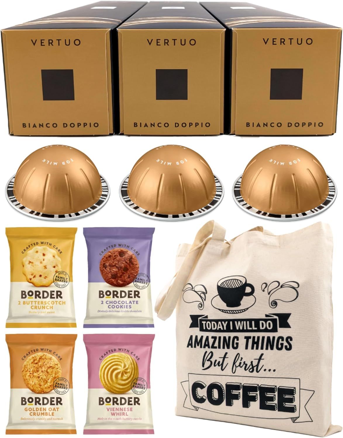 Coffee Pod Multipack for Nespresso Vertuo Machine - Bianco Doppio Coffee Capsules - 3 Boxes (30 Pod…