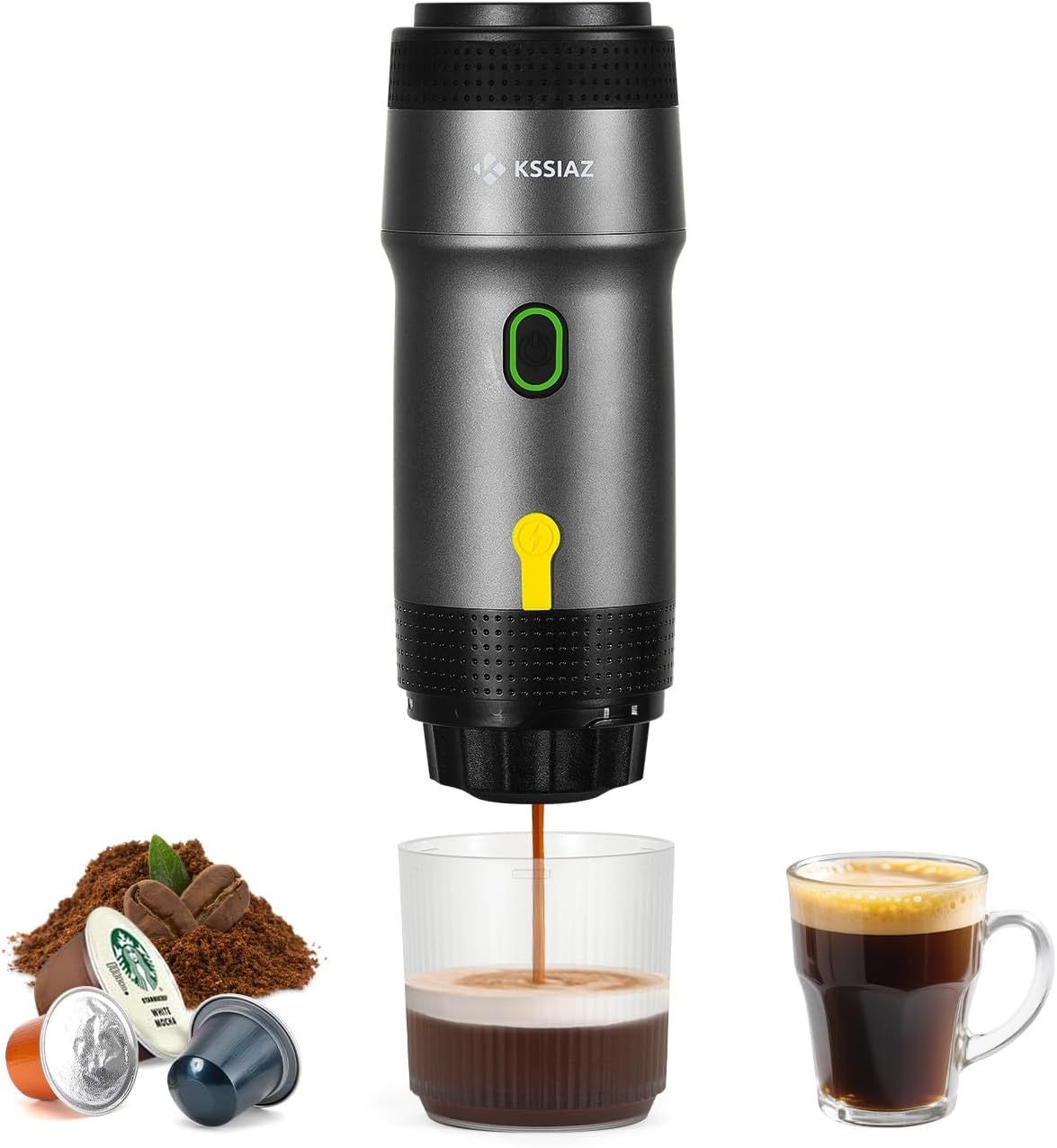 Portable Espresso Machines, Electric Espresso Maker with Self-Heating, USB-C &amp; Car Charger, 20 Bar …