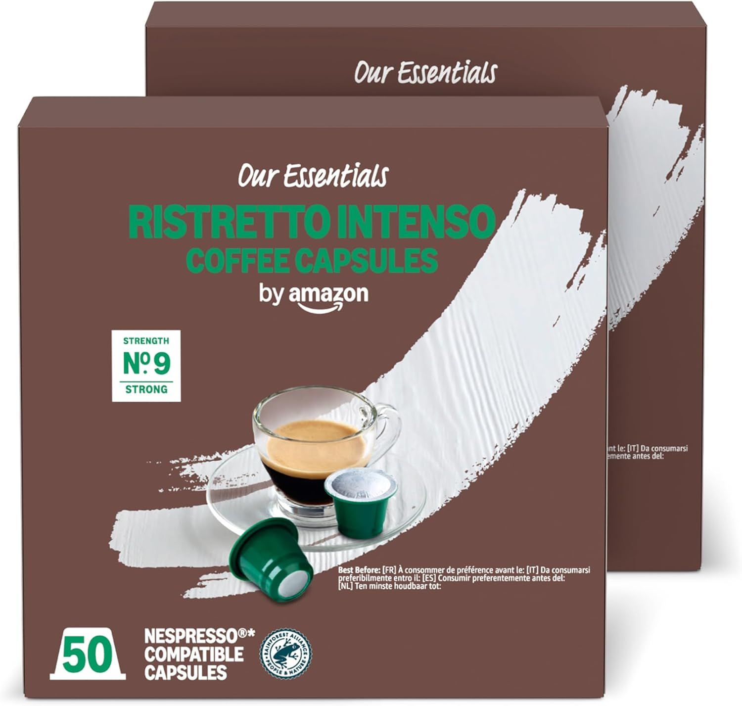 by Amazon Ristretto Intenso Plastic Coffee Capsules Nespresso Compatible, Dark Roast, 100 Count (2 …