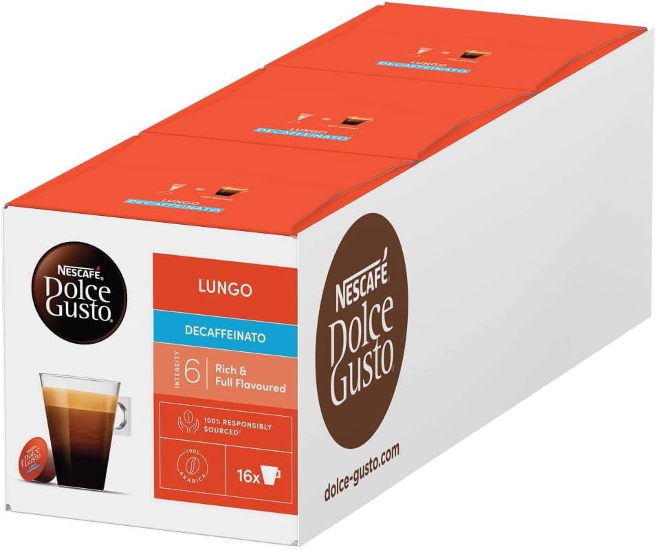 NESCAFÉ Dolce Gusto Lungo Decaf Coffee Pods - total of 48 Decaffinated Coffee Capsules - (3 Packs) …