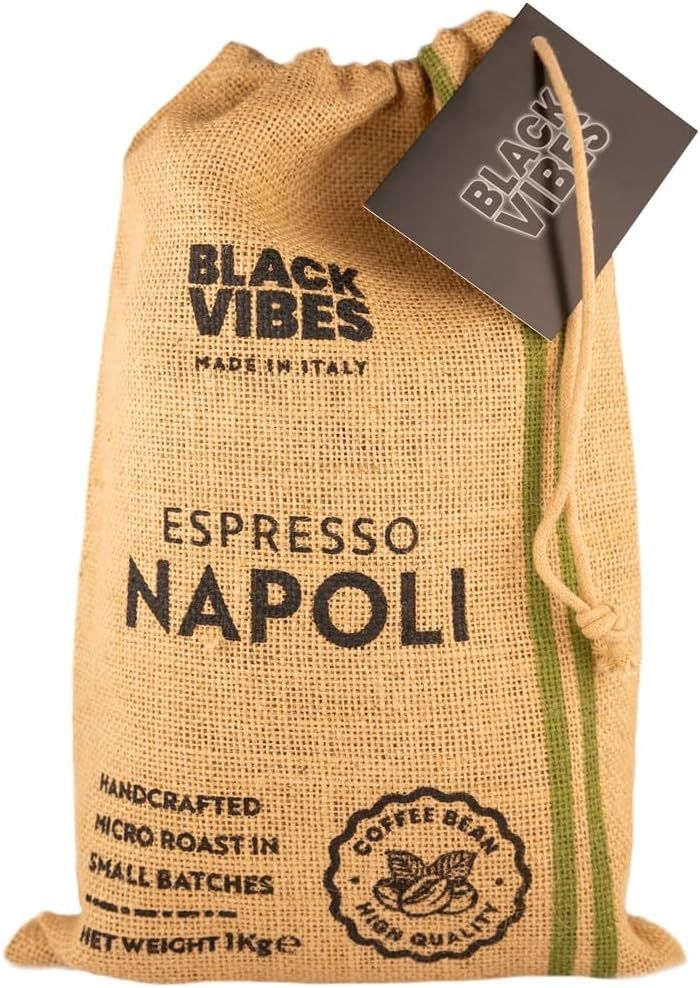 Black Vibes - 1KG Whole Coffee Beans | Authentic Espresso Napoli Blend | Robusta Blend | Made In It…
