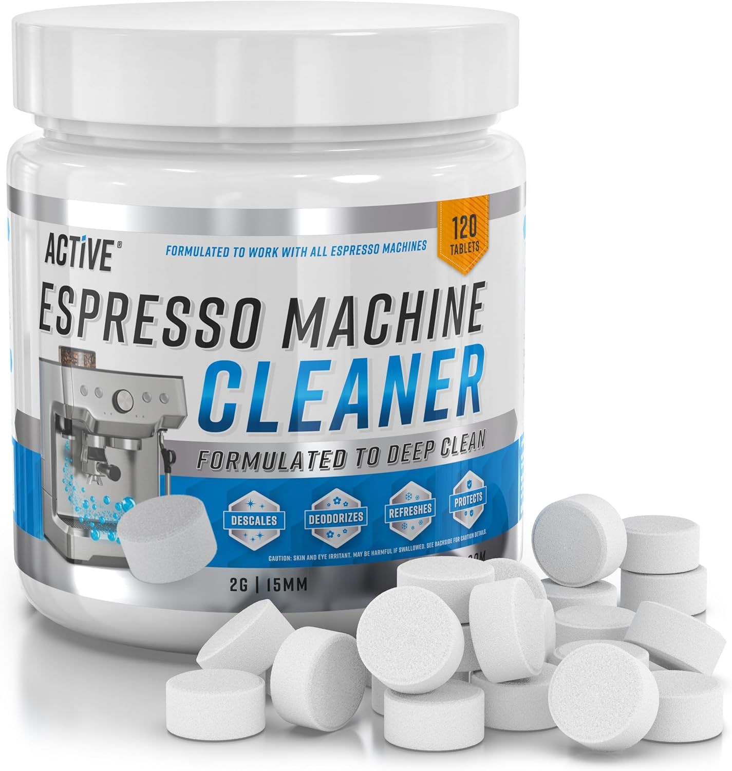 Espresso Machine Cleaning Tablets Cleaner - ACTIVE Backflush Group-head Oil Remover Solution Tablet, Compatible with Sage, Breville Barista Max, Gaggia, Delonghi, Tassimo Bosch, Dolce Gusto - 120 Tabs Espresso Machine Cleaning Tablets Cleaner - ACTIVE Backflush Group-head Oil Remover Solution Tablet…